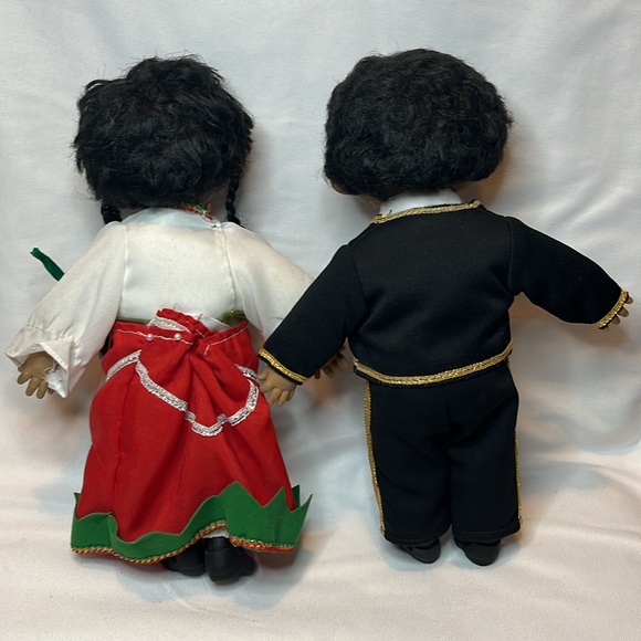 Vintage Cloth Doll Rubber Face Ethnic Mexican Dress Boy Mariachi Girl Dancer - Picture 2 of 6